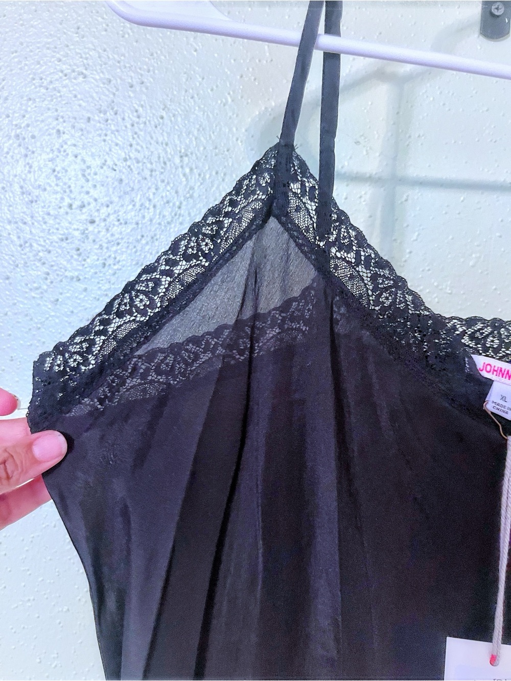 Johnny Was SILK Black Lace-Slip dress NWT Size XL 20” flat p2p, 22” at waist - Picture 9 of 11
